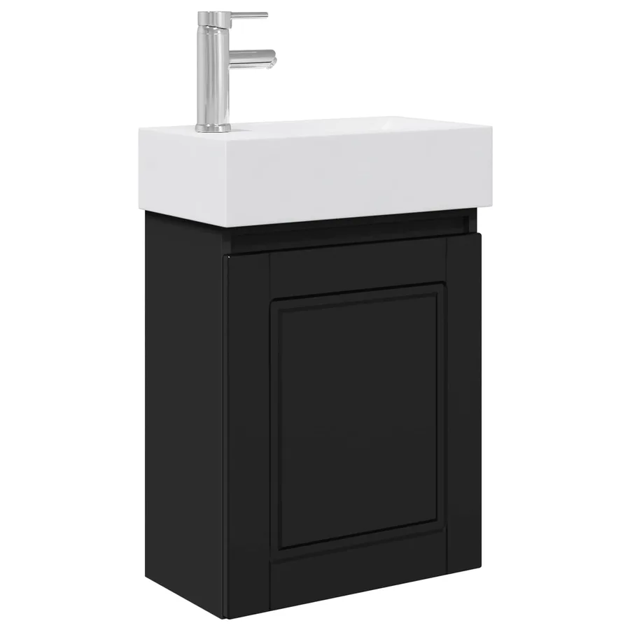 Meuble de salle de bain avec robinet Noir 45,5 x 22,5 x 84 cm - 2