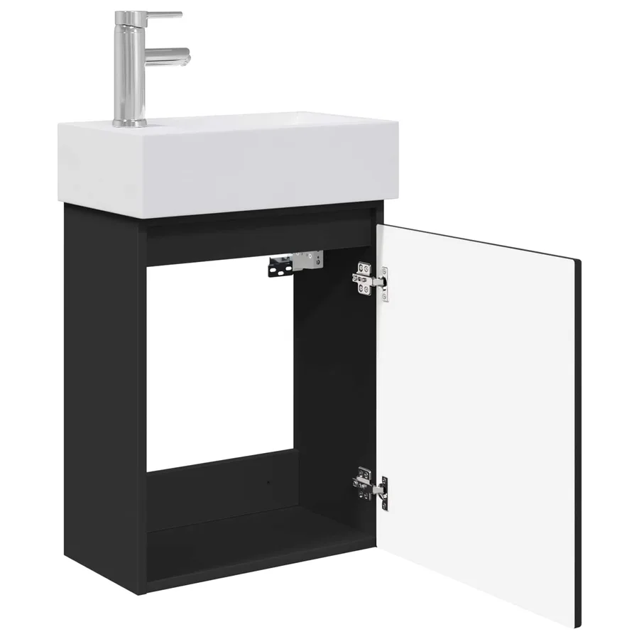 Meuble de salle de bain avec robinet Noir 45,5 x 22,5 x 84 cm - 4
