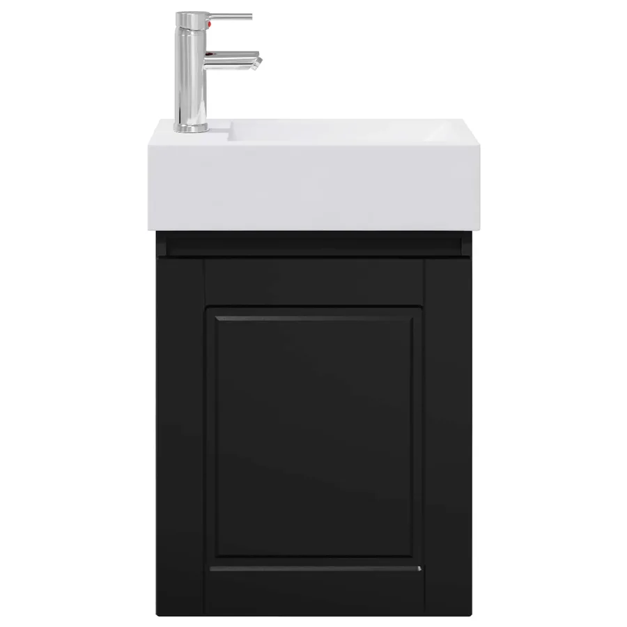 Meuble de salle de bain avec robinet Noir 45,5 x 22,5 x 84 cm - 5