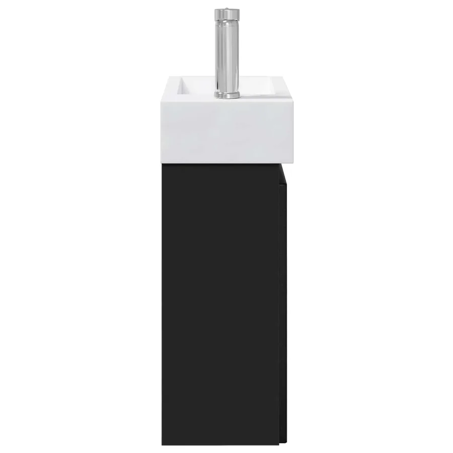 Meuble de salle de bain avec robinet Noir 45,5 x 22,5 x 84 cm - 6
