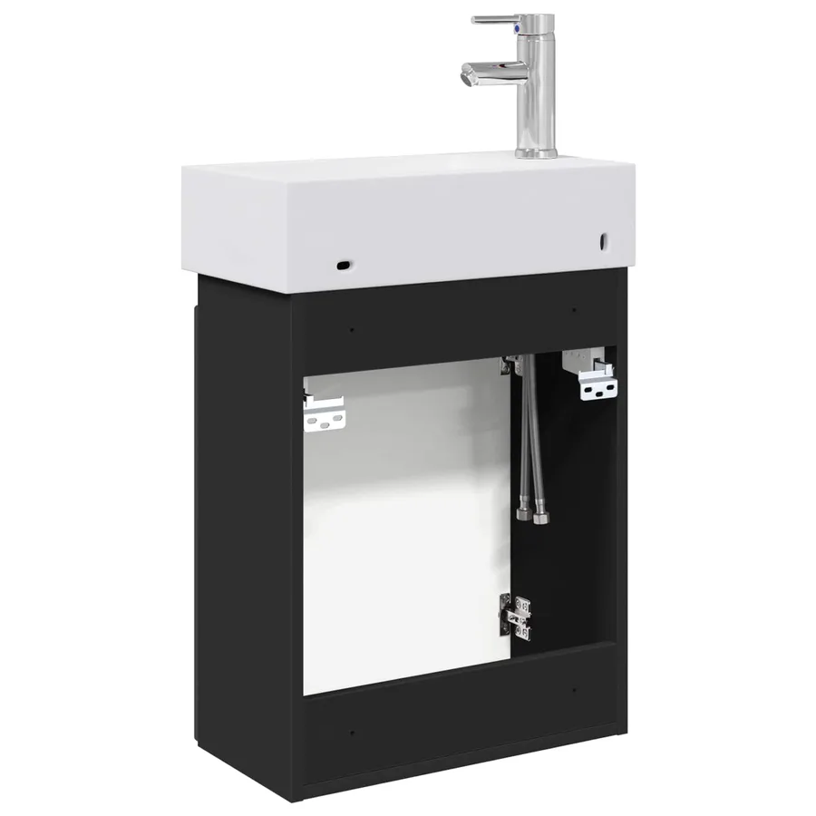 Meuble de salle de bain avec robinet Noir 45,5 x 22,5 x 84 cm - 7