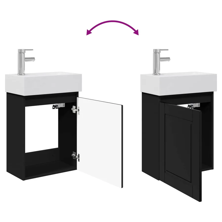 Meuble de salle de bain avec robinet Noir 45,5 x 22,5 x 84 cm - 9