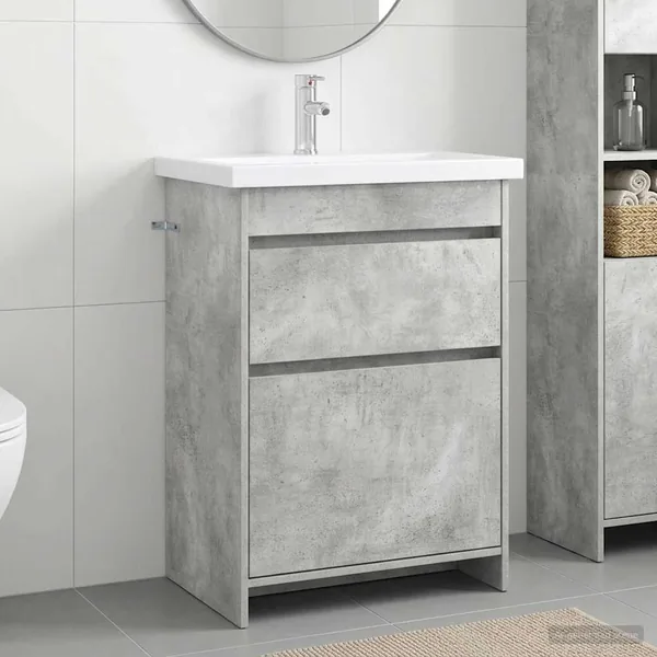 Ensemble de mobilier de salle de bain Gris béton