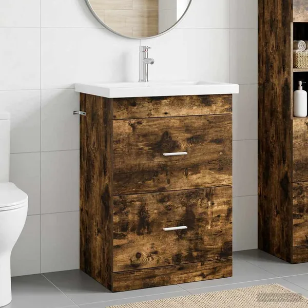 Ensemble de mobilier de salle de bain Chêne fumé