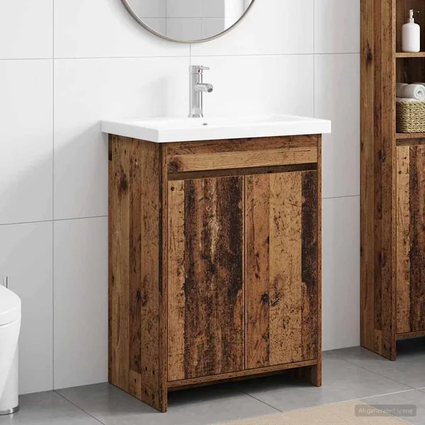 Ensemble de mobilier de salle de bain Bois ancien