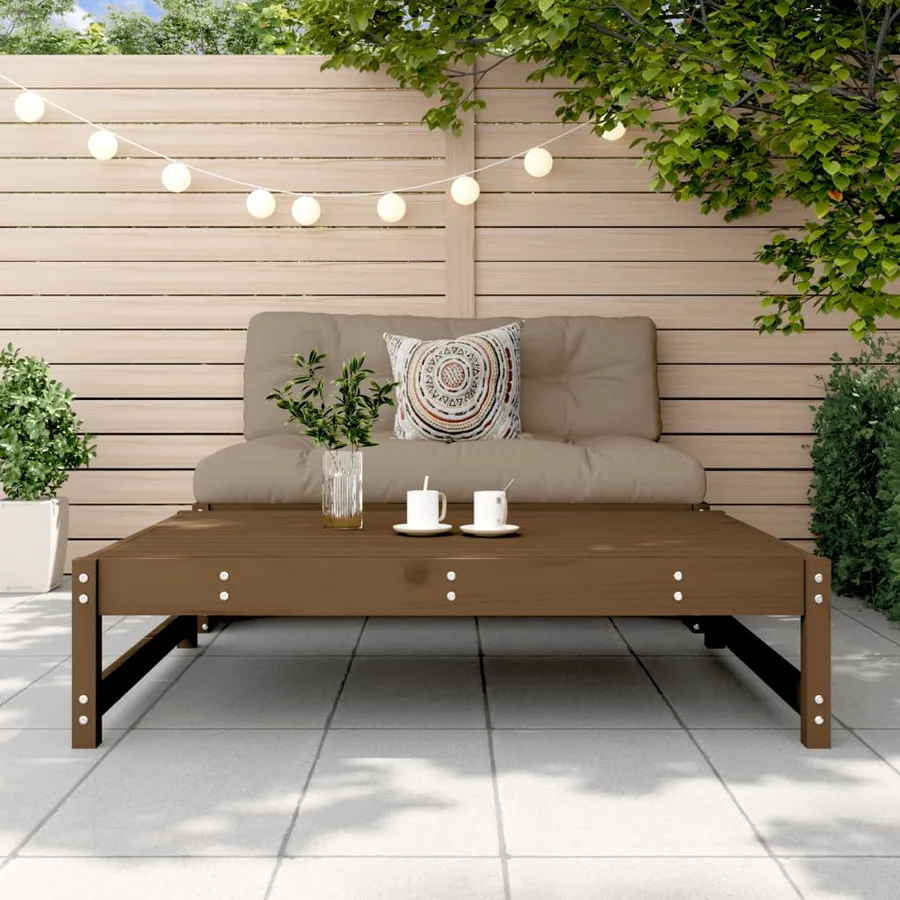 Repose-pied de jardin 120x80 cm marron miel bois de pin massif - 3
