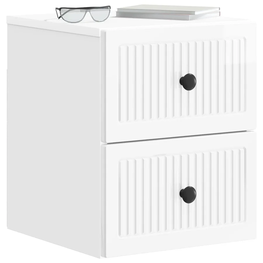 Cabinet de chevet mural 2 pcs Blanc brillant 33 x 34,5 x 40 cm - 3