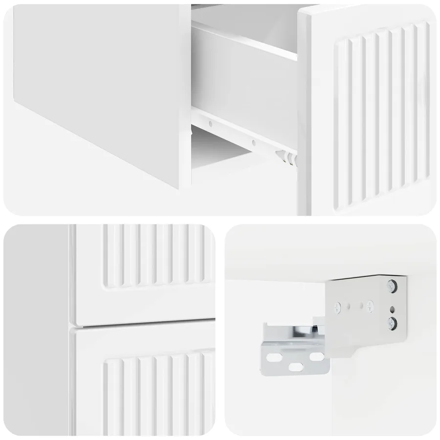 Cabinet de chevet mural 2 pcs Blanc brillant 33 x 34,5 x 40 cm - 8