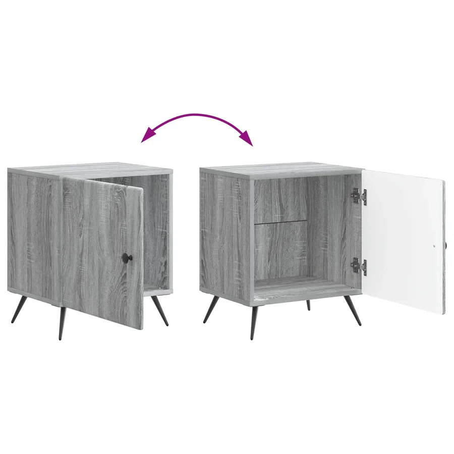 Cabinet de chevet 2 pcs Sonoma gris 43 x 34,5 x 50 cm - 12