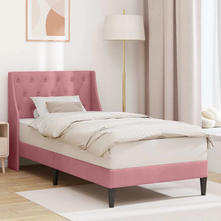Cadre de lit avec tête de lit Rose 80 x 200 cm Velours