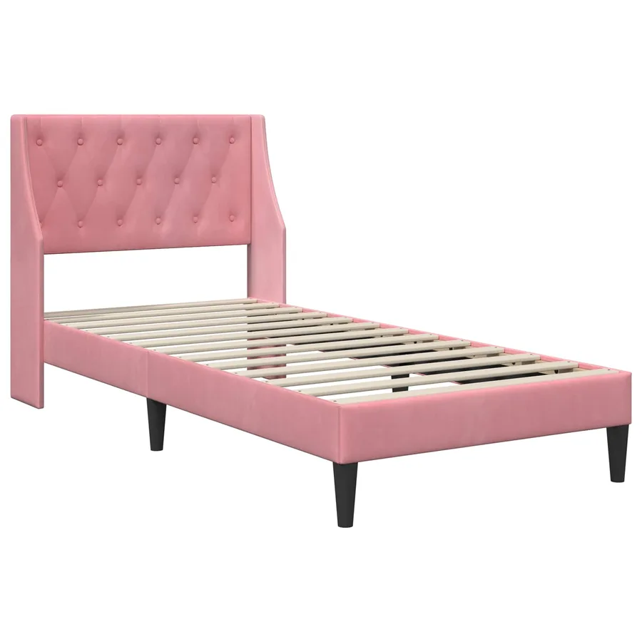 Cadre de lit avec tête de lit Rose 80 x 200 cm Velours - 3