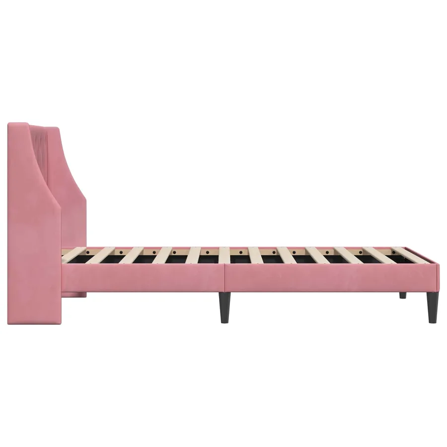 Cadre de lit avec tête de lit Rose 80 x 200 cm Velours - 5