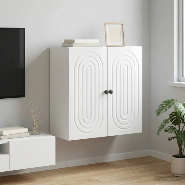 Armoire Murale Blanc brillant 59 x 31 x 60 cm Bois d'ingénierie
