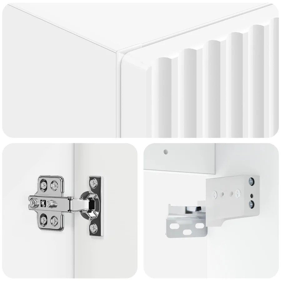 Cabinet de Salle de Bain Mural Blanc 33 x 34,5 x 100 cm - 6