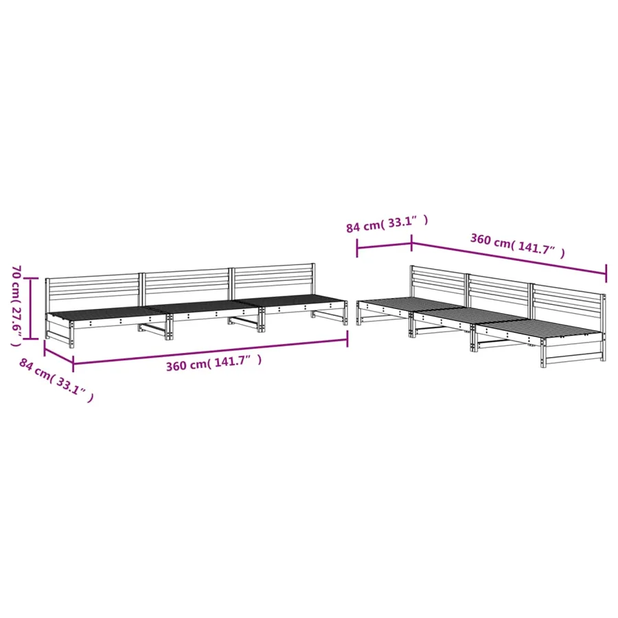 Salon de jardin 6 pcs bois massif douglas - 5