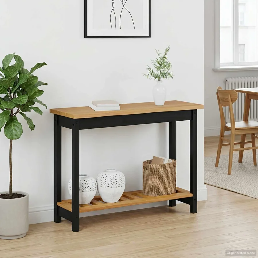 Table console EKAI Noir 112 x 35 x 76 cm Bois de pin massif