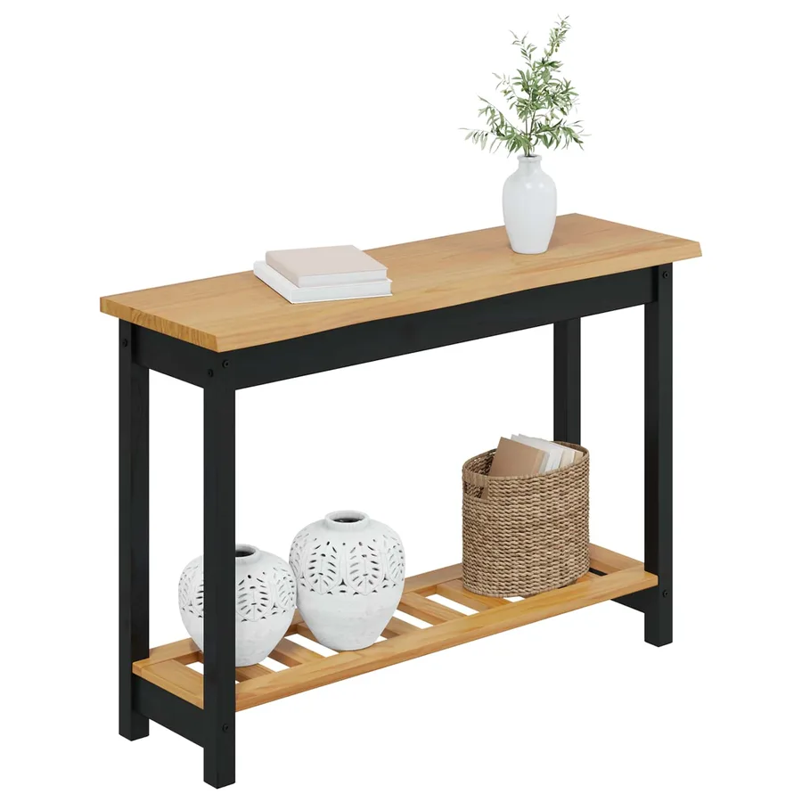 Table console EKAI Noir 112 x 35 x 76 cm Bois de pin massif - 3
