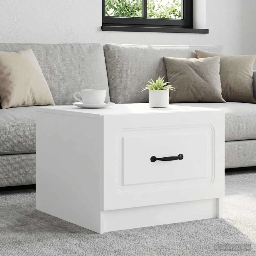Table basse avec tiroir Blanc 49 x 50 x 37 cm Bois d'ingénierie