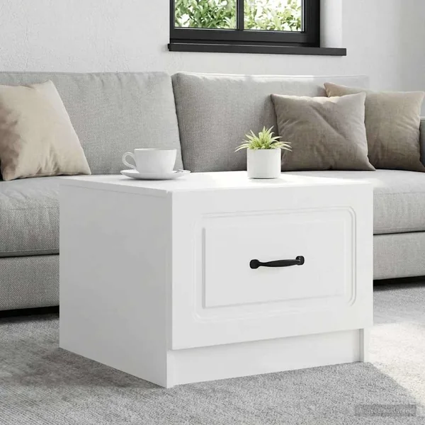 Table basse avec tiroir Blanc 49 x 50 x 37 cm Bois d'ingénierie
