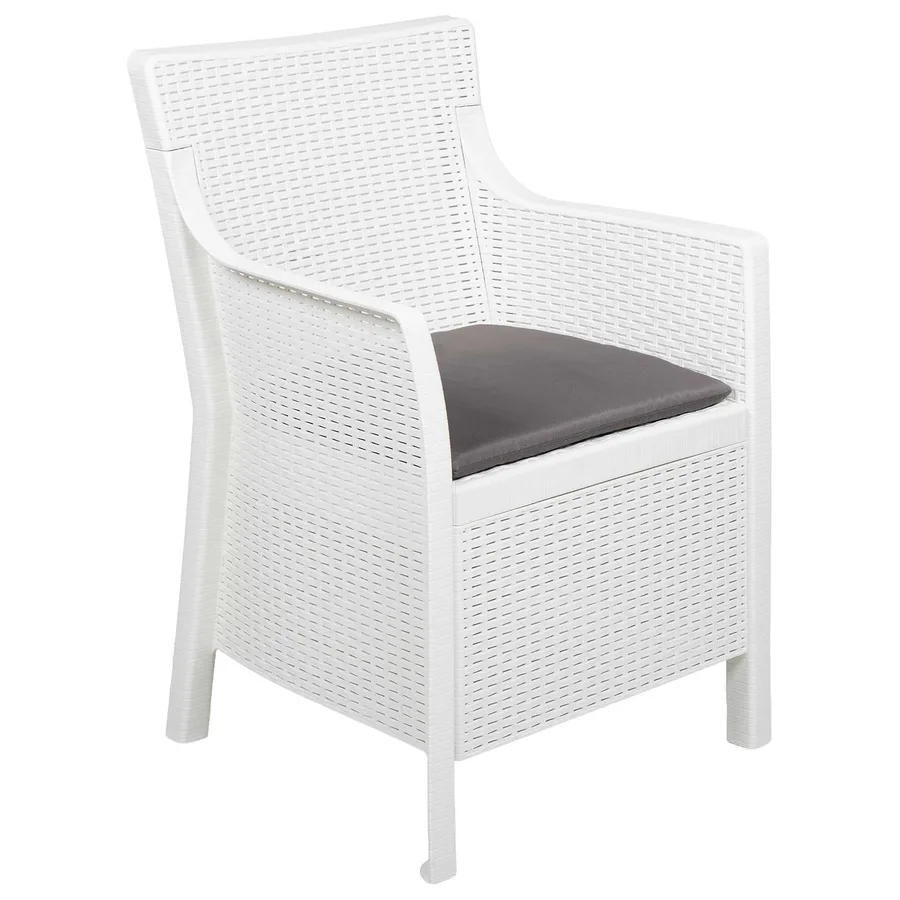 Ensemble salon avec coussin 3 pcs Blanc PP - 4