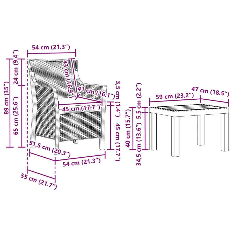 Ensemble salon avec coussin 3 pcs Blanc PP - 9