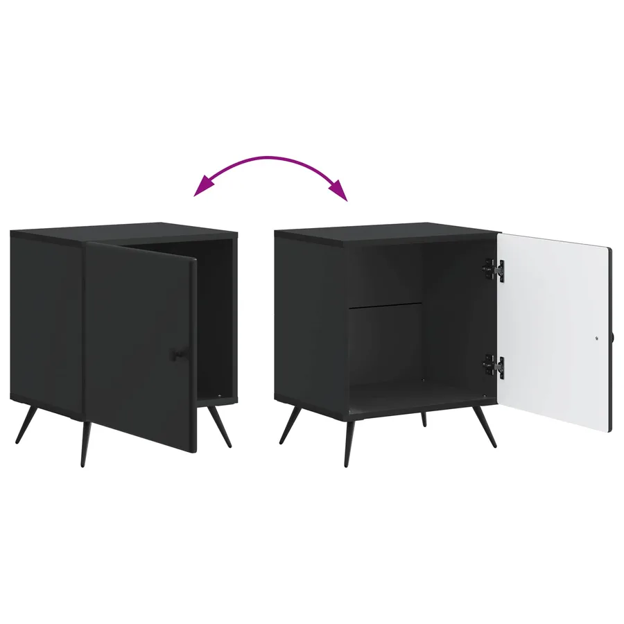 Cabinet de chevet Noir 43 x 34,5 x 50 cm Bois d'ingénierie - 8
