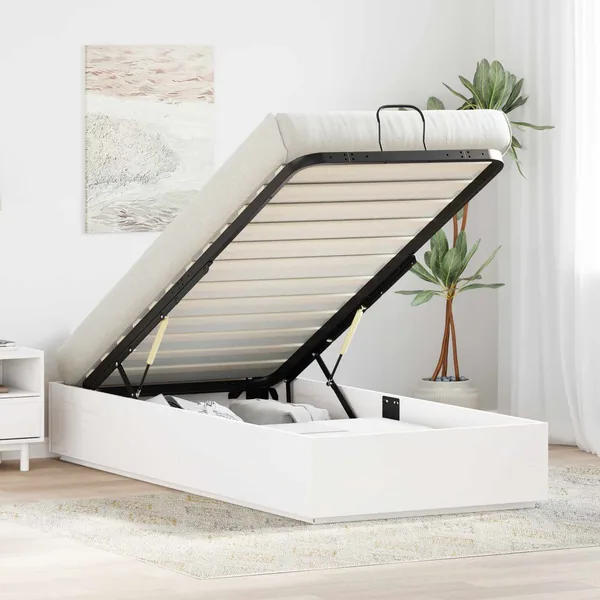 Cadre de lit ottoman avec rangement Blanc 80 x 200 cm