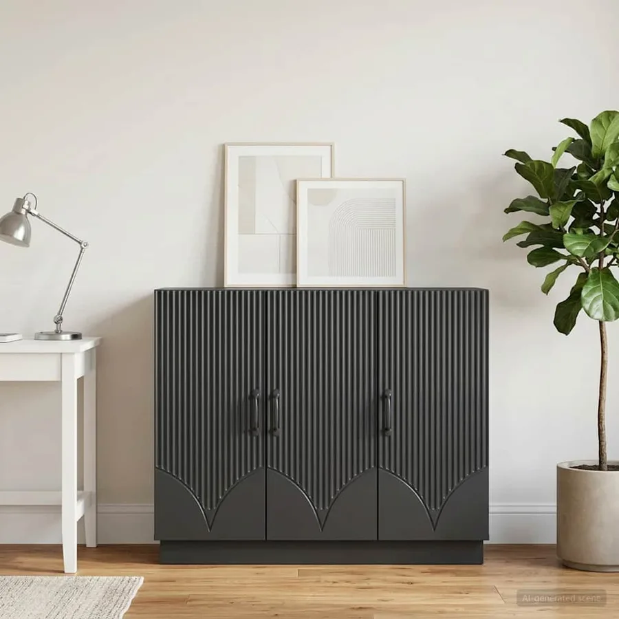 Buffet Noir 89 x 34,5 x 77 cm Bois d'ingénierie - 4