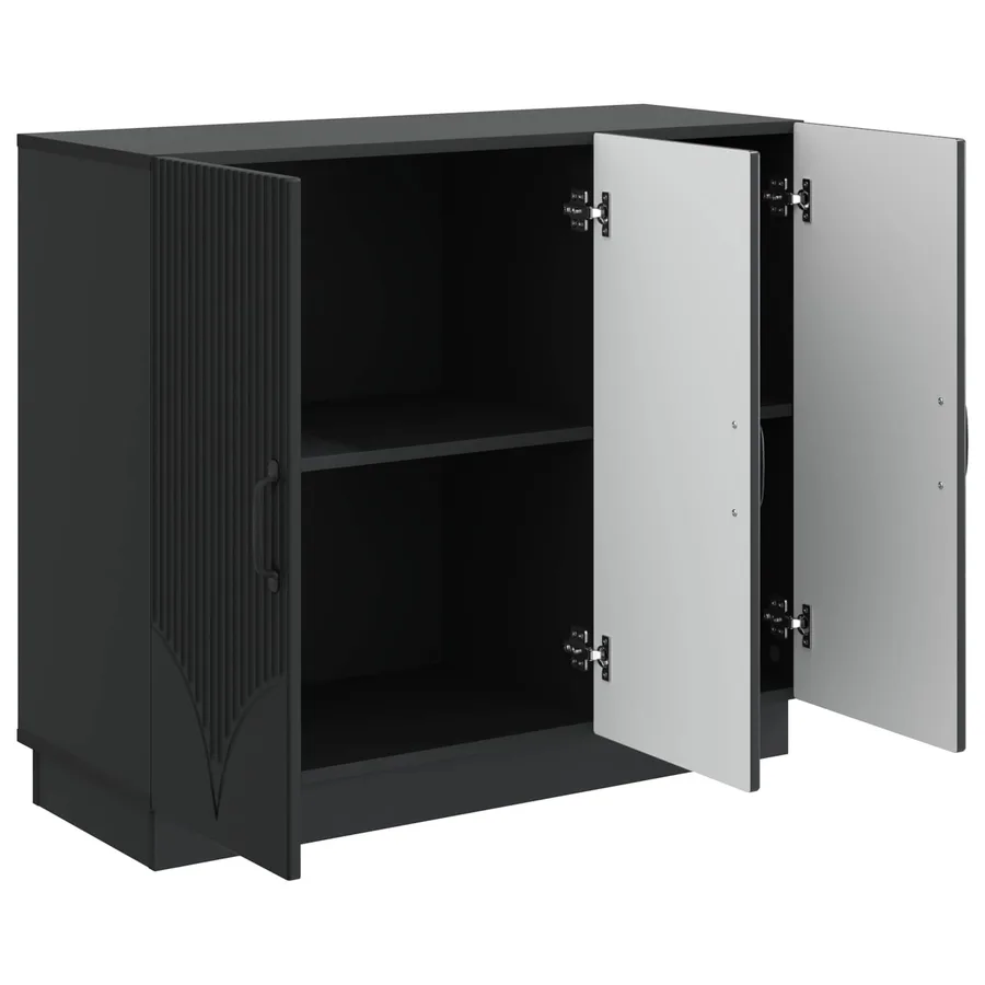 Buffet Noir 89 x 34,5 x 77 cm Bois d'ingénierie - 5