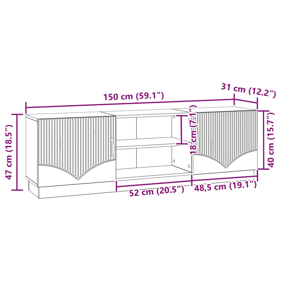 Meuble TV Bois ancien 150 x 31 x 47 cm Bois d'ingénierie - 11