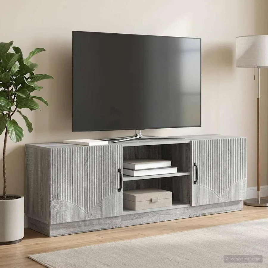 Meuble TV Sonoma gris 150 x 31 x 47 cm Bois d'ingénierie - 4