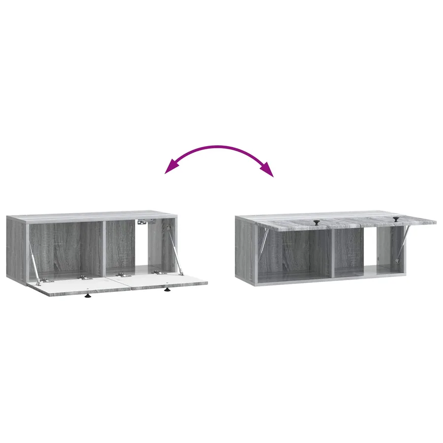 Meuble TV mural Sonoma gris 78,5 x 31 x 30 cm Bois d'ingénierie - 8