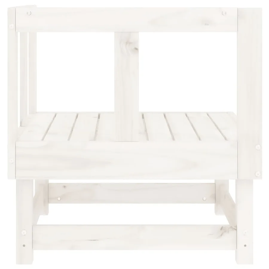 Canapé d'angle de jardin blanc bois de pin massif - 5