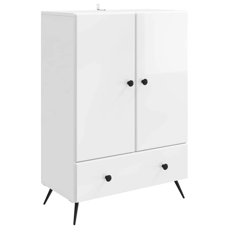 Buffet Blanc brillant 66 x 34,5 x 95 cm Bois d'ingénierie - 2