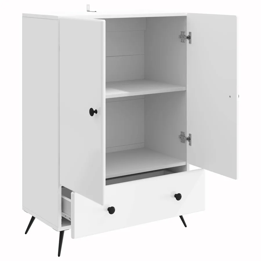 Buffet Blanc brillant 66 x 34,5 x 95 cm Bois d'ingénierie - 4