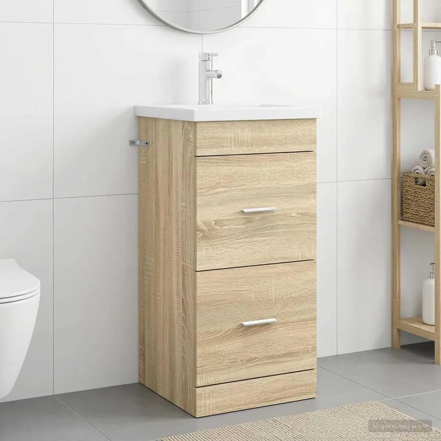 Meuble de salle de bain avec évier Chêne Sonoma