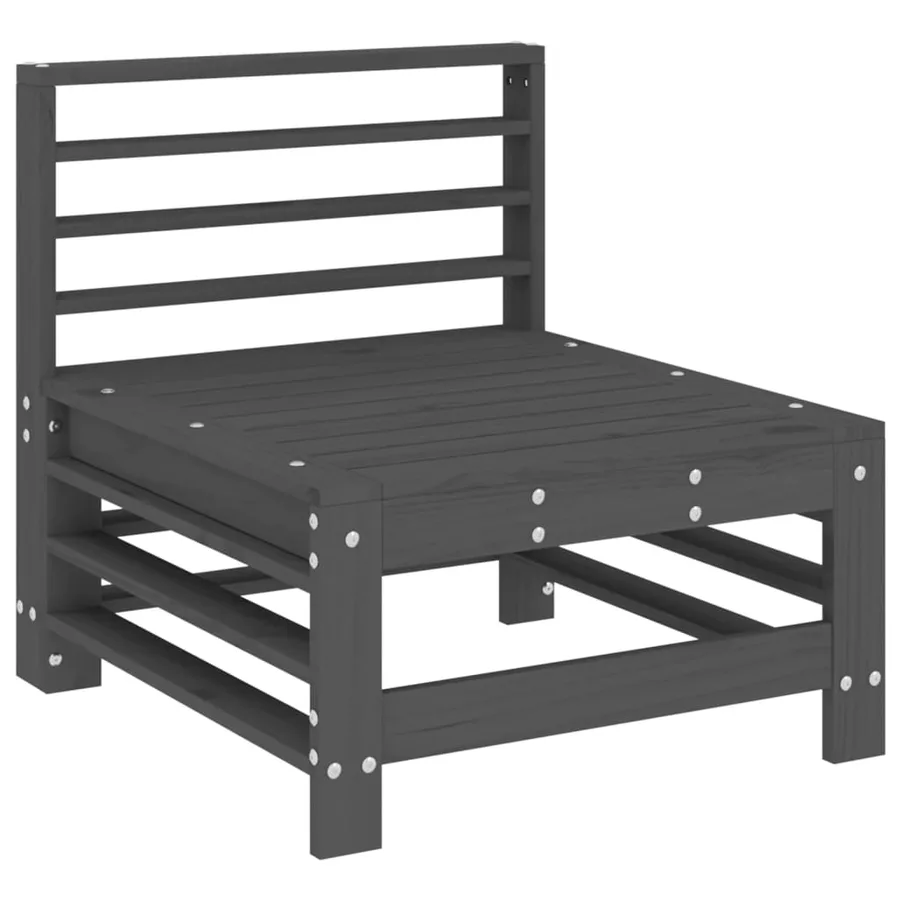 Canapés centraux de jardin 2 pcs gris bois de pin massif - 3