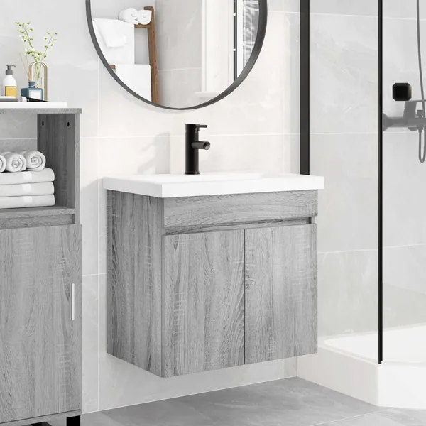 Meuble de salle de bain avec robinet Sonoma gris