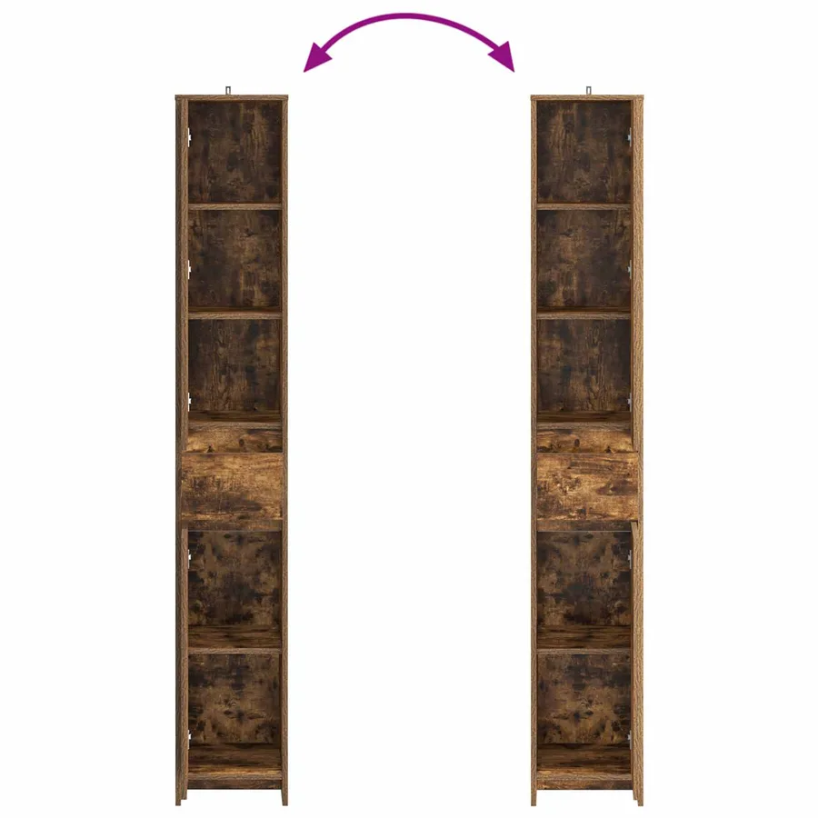 Armoire de salle de bain Chêne fumé 30 x 33 x 190 cm - 7