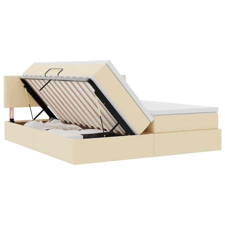 Lit de Rangement Crème 180 x 200 cm Cuir synthétique - 7