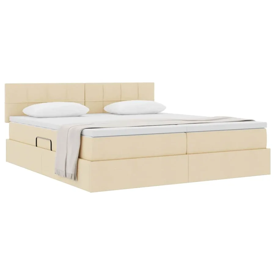 Lit de Rangement Crème 180 x 200 cm Cuir synthétique - 3
