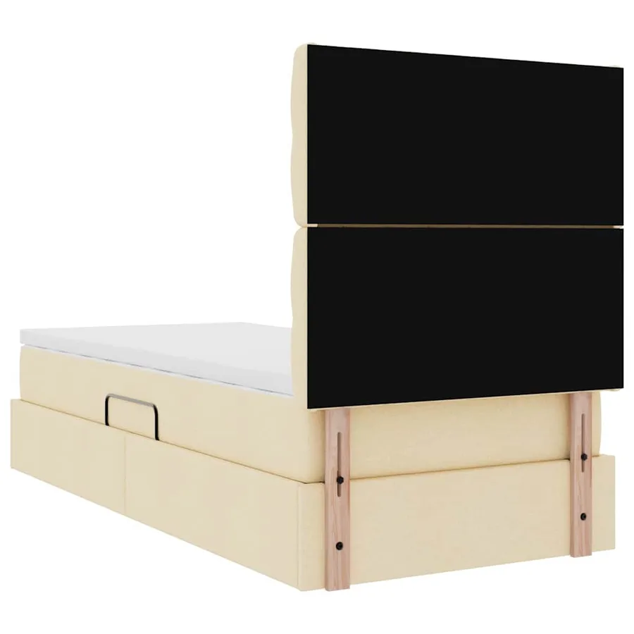 Lit de rangement LED avec matelas Crème 90 x 200 cm Tissu - 12