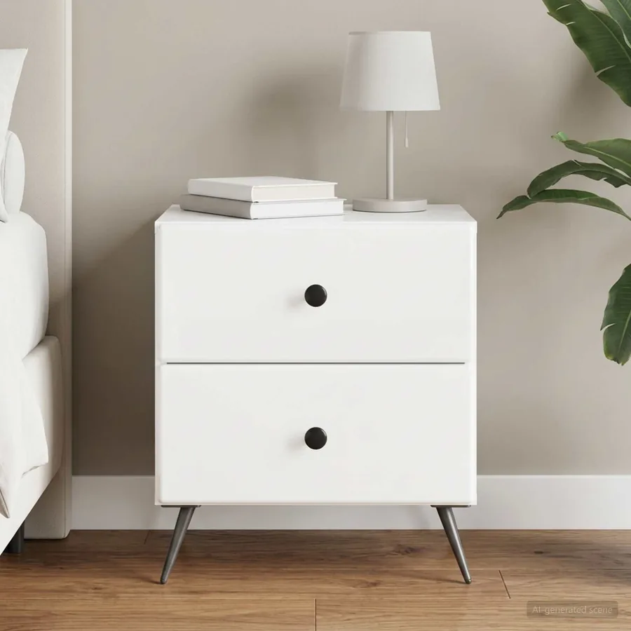 Cabinet de chevet Blanc brillant 43 x 34,5 x 47,5 cm