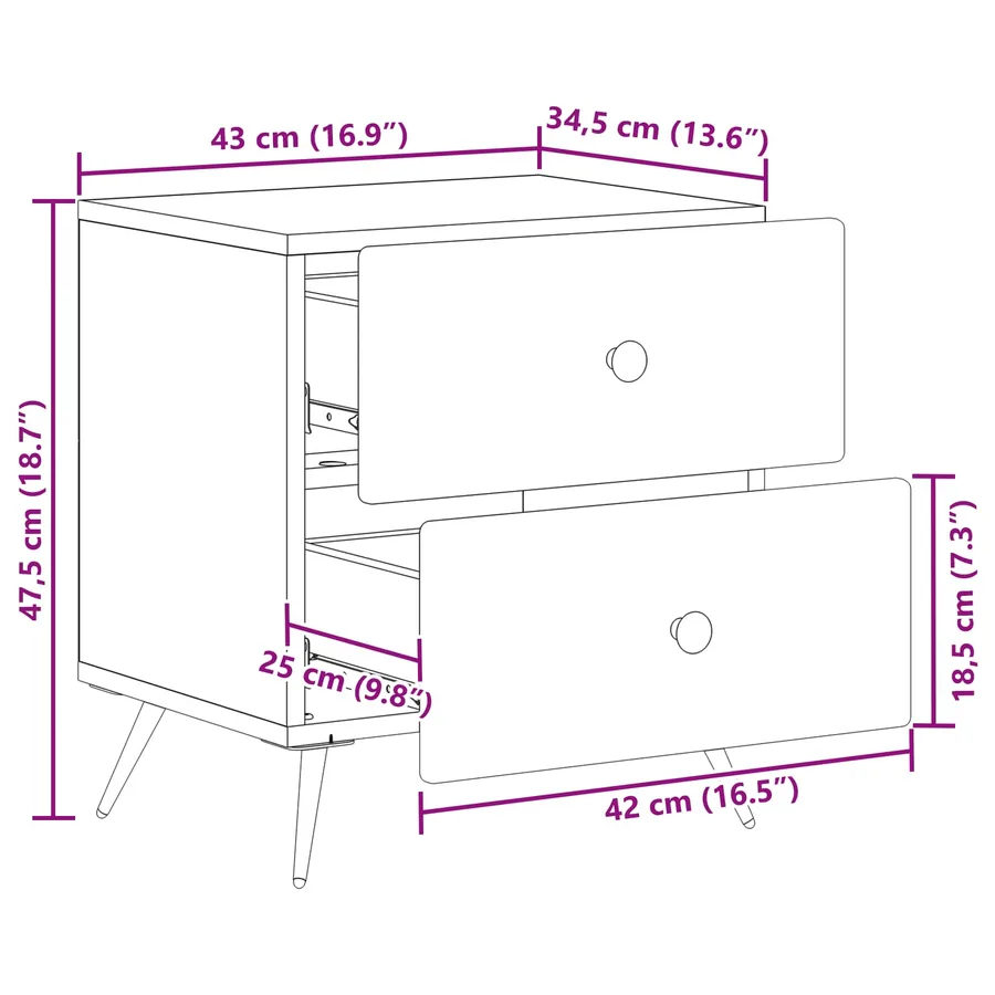 Cabinet de chevet Blanc brillant 43 x 34,5 x 47,5 cm - 11