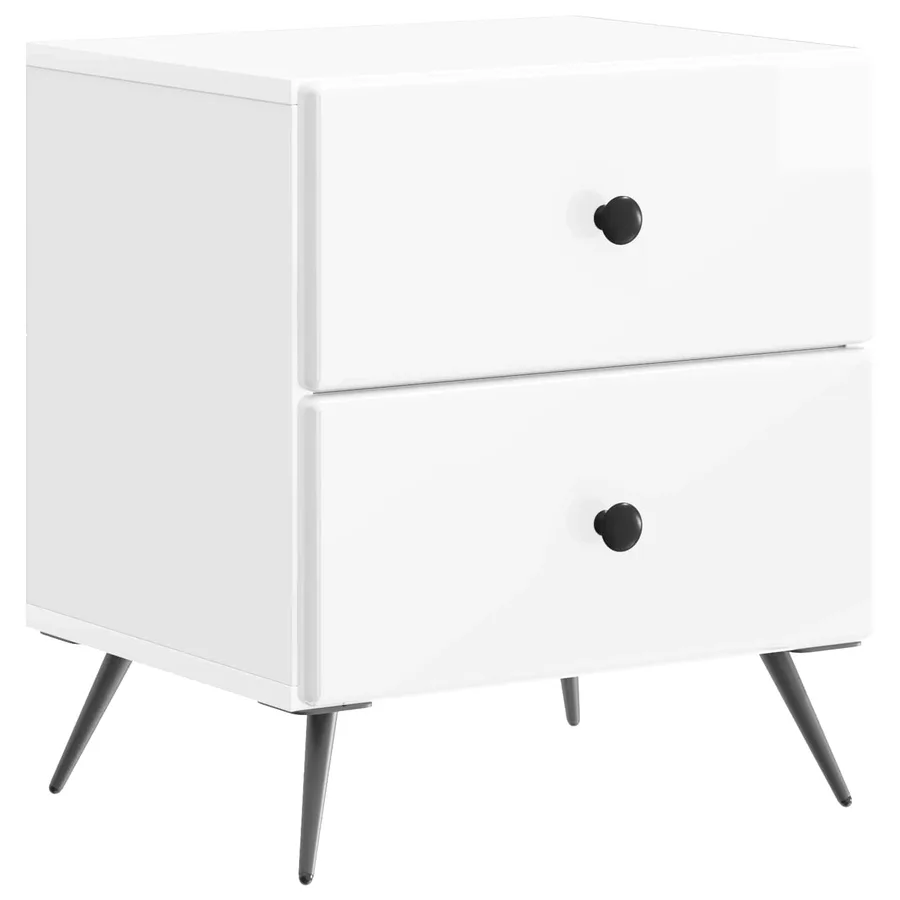 Cabinet de chevet Blanc brillant 43 x 34,5 x 47,5 cm - 2