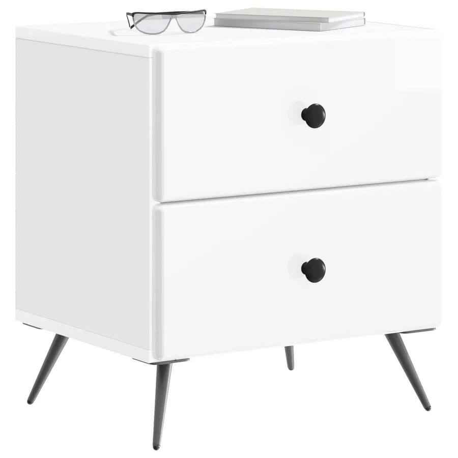Cabinet de chevet Blanc brillant 43 x 34,5 x 47,5 cm - 3