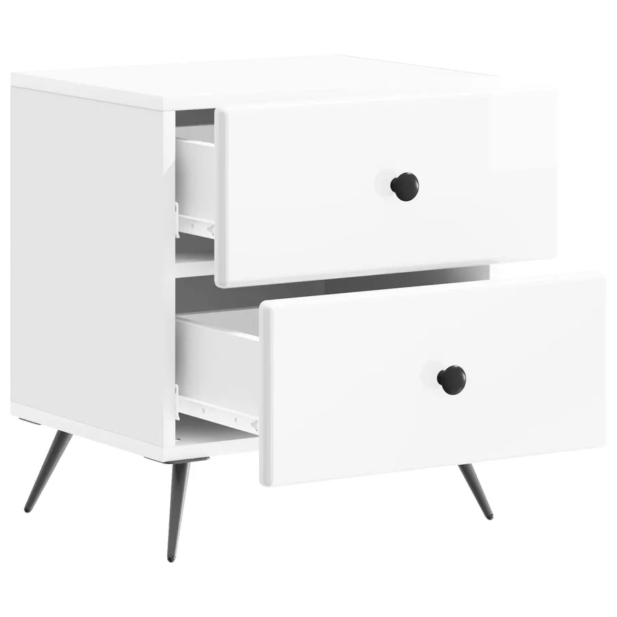 Cabinet de chevet Blanc brillant 43 x 34,5 x 47,5 cm - 4