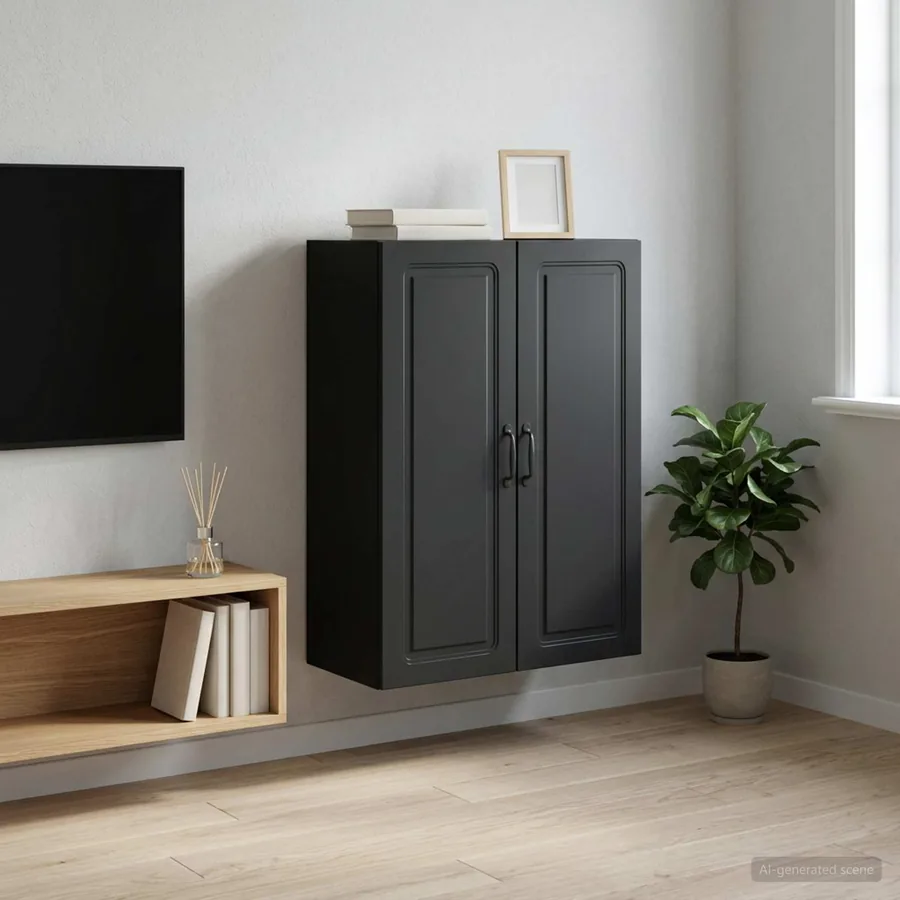 Armoire Murale Noir 66 x 34,5 x 90 cm Bois d'ingénierie