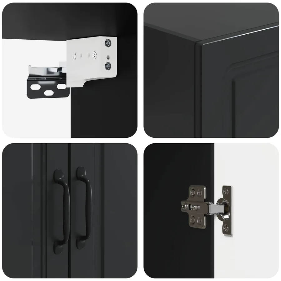 Armoire Murale Noir 66 x 34,5 x 90 cm Bois d'ingénierie - 7