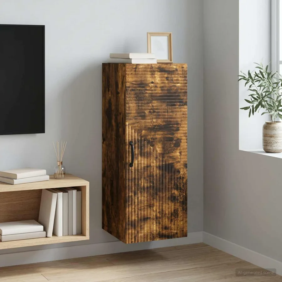 Armoire Murale Chêne fumé 33 x 34,5 x 90 cm Bois d'ingénierie